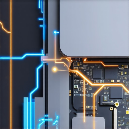 A macro view of laptop internal components showing electrical interference patterns near a trackpad connector.
