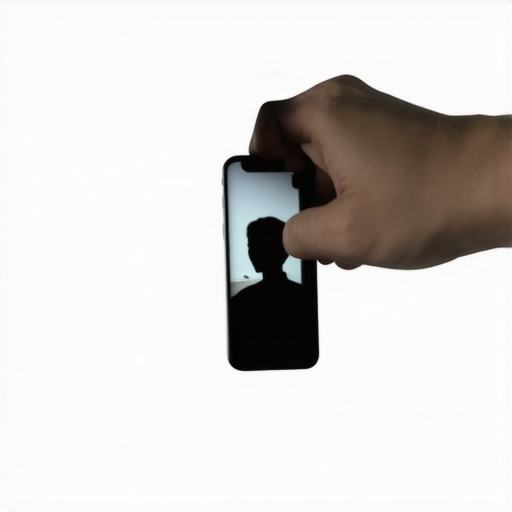 A smartphone display showing contrast issues and flicker patterns in a low-light environment.