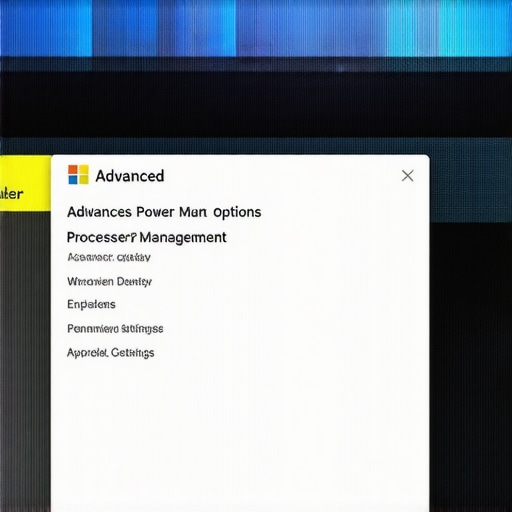 Screenshot showing how to adjust laptop processor power management to reduce fan noise.