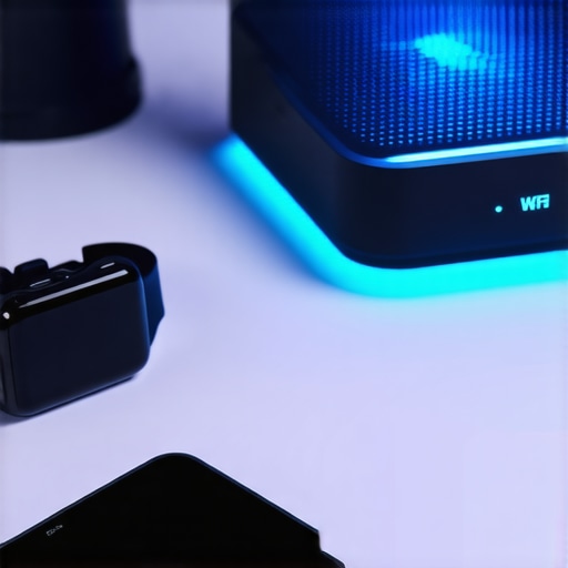 An illustration showing how 2.4GHz Wi-Fi signals can interfere with Bluetooth connections on a smartwatch.